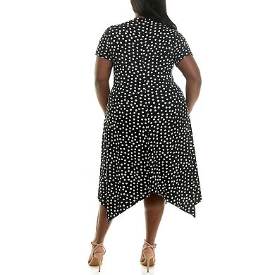 Plus Size Nina Leonard Surplice Uneven Hem Dress