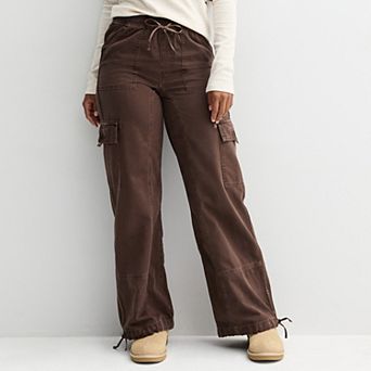 Juniors' SO® High Rise Satin Trim Baggy Cargo Pants