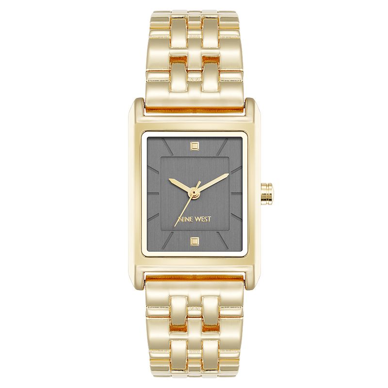 Nine West Women's Polished Bracelet Tank Watch, Size: 24 mm, Gray Gold