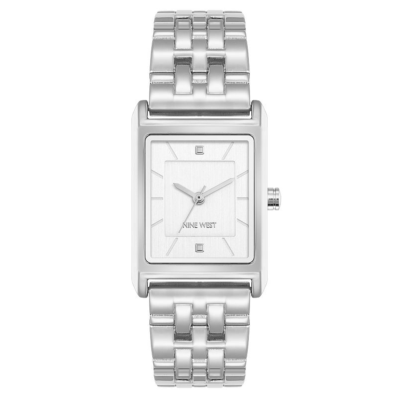 Nine West Women's Polished Bracelet Tank Watch, Size: 24 mm, Silver