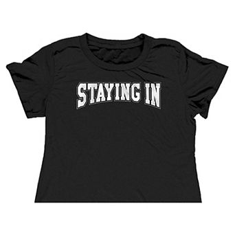 Women's Suburban Riot Staying In Crop Graphic Tee