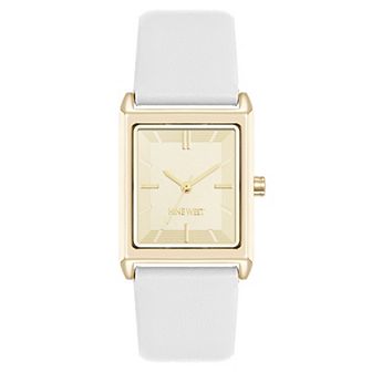 Nine West Women's Strap Gold Tone Tank Watch