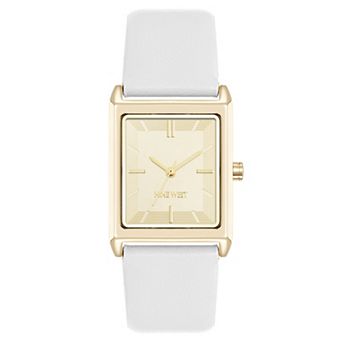 Nine West Women's Strap Gold Tone Tank Watch