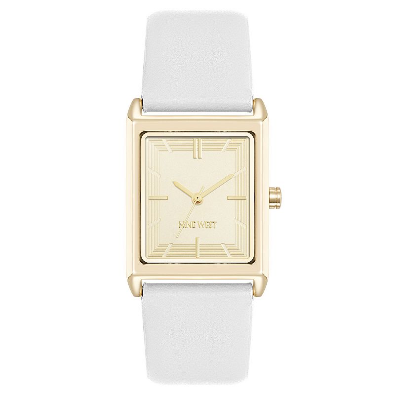 Nine West Women's Strap Gold Tone Tank Watch, Size: 26 mm, Gold White
