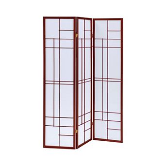 Classic 3 Panel Wooden Folding Screen, Brown