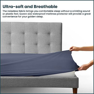 Continental Sleep, Zippered Mattress Protector Cover, Waterproof, Fits Mattress up to 7", Blue