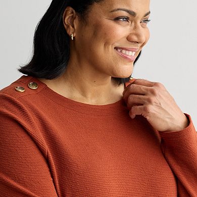 Plus Size Croft & Barrow® Button Shoulder Tunic