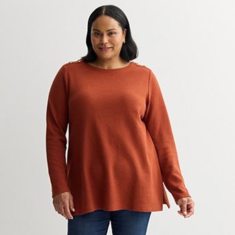 Plus Size Croft & Barrow® Button Shoulder Tunic