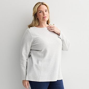 Plus Size Croft & Barrow® Button Shoulder Tunic