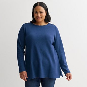 Plus Size Croft & Barrow® Button Shoulder Tunic