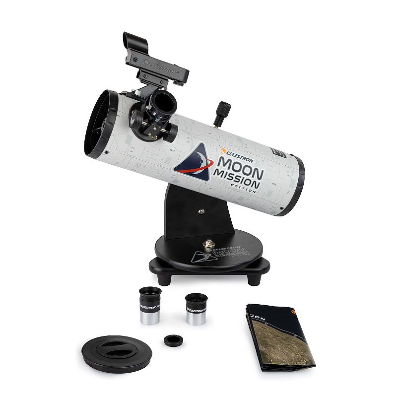 Celestron Moon Mission 100mm Tabletop Telescope, White Black