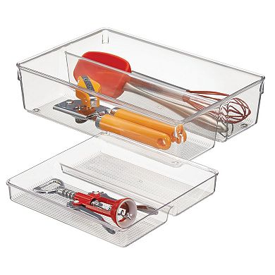 iDesign Linus Collection 2-Piece Kitchen Drawer Organizer for Utensils & Tools