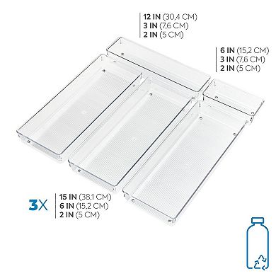 iDesign Linus Collection 5-Piece Plastic Kitchen Drawer Organizer Set