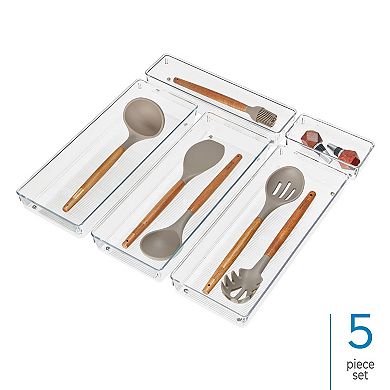 iDesign Linus Collection 5-Piece Plastic Kitchen Drawer Organizer Set