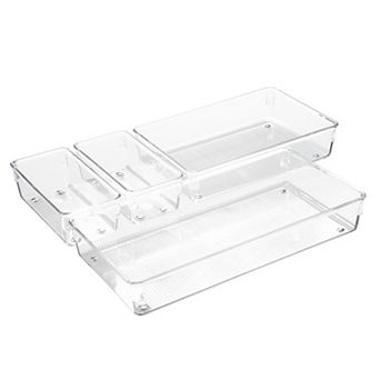 iDesign Linus Collection 4 pc Plastic Kitchen Drawer Organizer Set