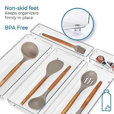iDesign Linus Collection 4-Piece Plastic Kitchen Drawer Organizer Set
