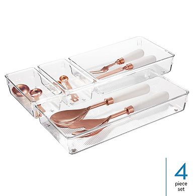 iDesign Linus Collection 4-Piece Plastic Kitchen Drawer Organizer Set