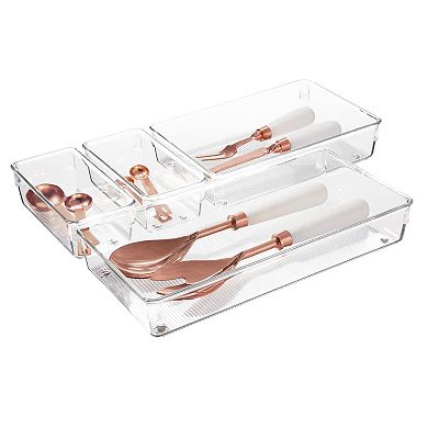 iDesign Linus Collection 4-Piece Plastic Kitchen Drawer Organizer Set