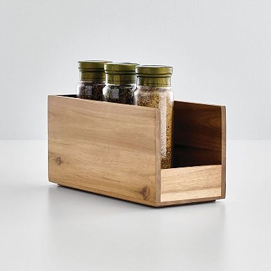 iDesign Acacia Wood Open-Front Pantry Bin