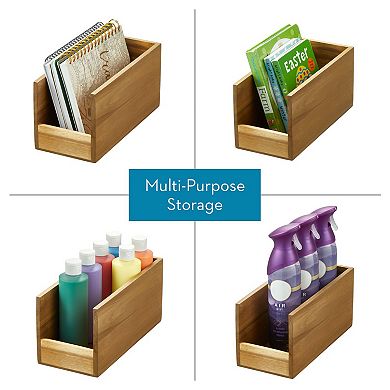 iDesign Acacia Wood Open-Front Pantry Bin