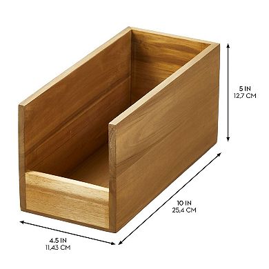 iDesign Acacia Wood Open-Front Pantry Bin