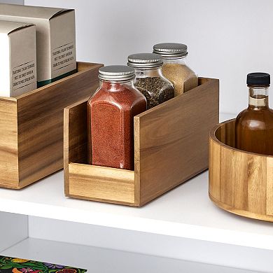 iDesign Acacia Wood Open-Front Pantry Bin