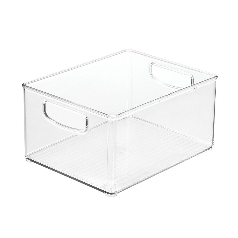 iDesign Plastic Stackable Pantry Bin with Handles, Clear