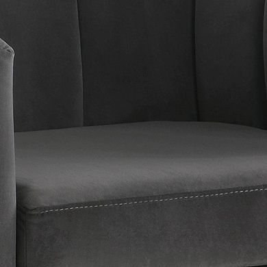 30 Inch Barrel Foam Accent Chair, Brushed Gold Floating Base, Gray Velvet