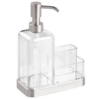 iDesign Stainless Steel Kitchen Sink Caddy with Soap Dispenser