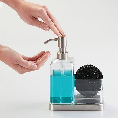 iDesign Stainless Steel Kitchen Sink Caddy with Soap Dispenser