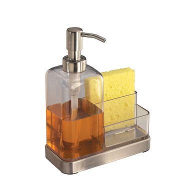 iDesign Stainless Steel Kitchen Sink Caddy with Soap Dispenser