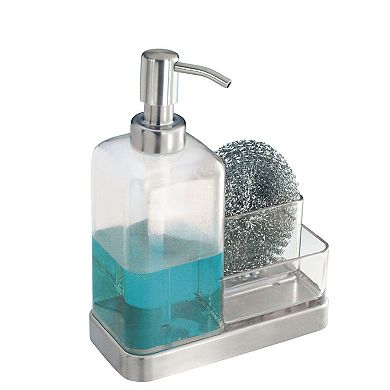iDesign Stainless Steel Kitchen Sink Caddy with Soap Dispenser