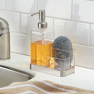 iDesign Stainless Steel Kitchen Sink Caddy with Soap Dispenser