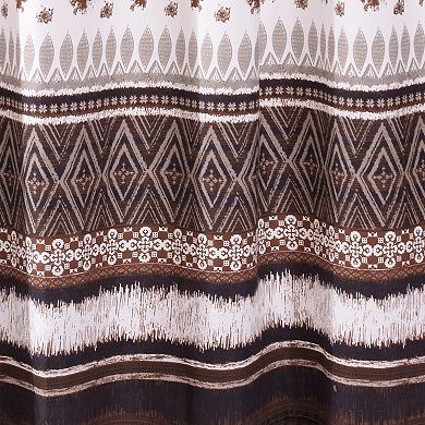 Roca 72 Inch Shower Curtain, Coffee Brown Striped Printing, Button Holes