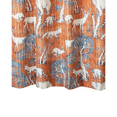 Gin 72 Inch Shower Curtain, Fun Deer and Bears Print, Orange Microfiber