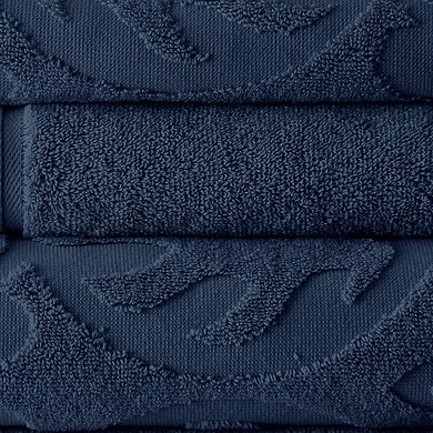 Oya 6 Piece Soft Egyptian Cotton Towel Set, Solid Medallion Pattern
