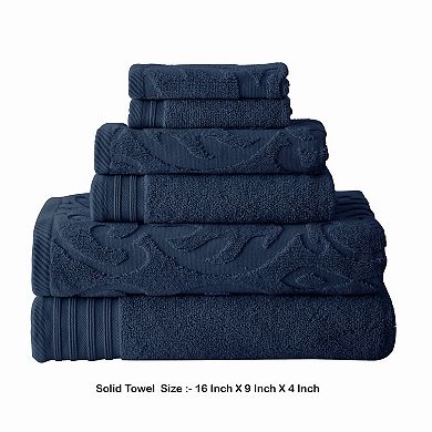 Oya 6 Piece Soft Egyptian Cotton Towel Set, Solid Medallion Pattern
