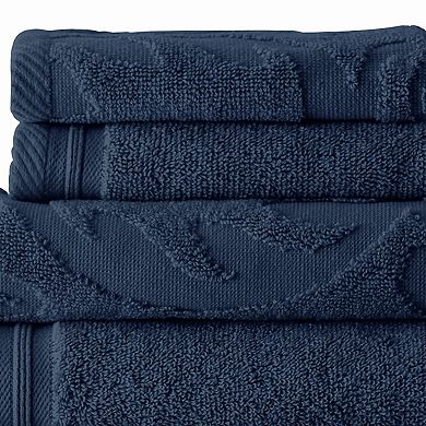 Oya 6 Piece Soft Egyptian Cotton Towel Set, Solid Medallion Pattern