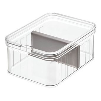 iDesign Small Fridge Organizer Bin with Removable Divider & Lid