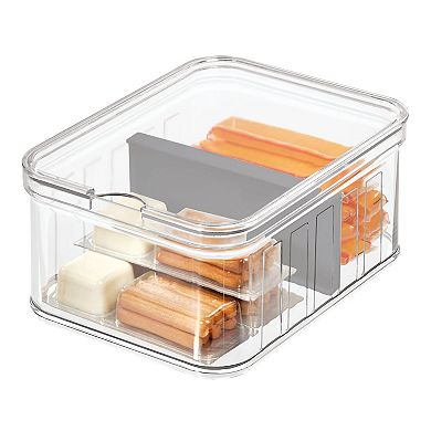 iDesign Small Fridge Organizer Bin with Removable Divider & Lid
