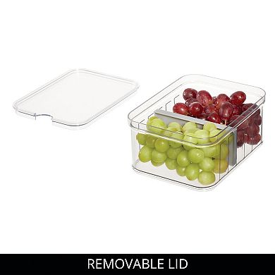 iDesign Small Fridge Organizer Bin with Removable Divider & Lid