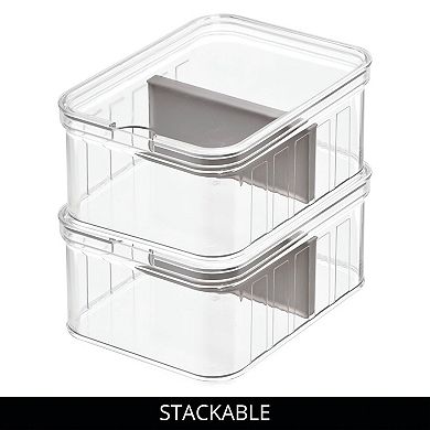 iDesign Small Fridge Organizer Bin with Removable Divider & Lid