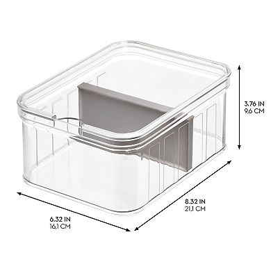 iDesign Small Fridge Organizer Bin with Removable Divider & Lid