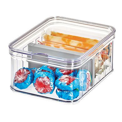 iDesign Small Fridge Organizer Bin with Removable Divider & Lid