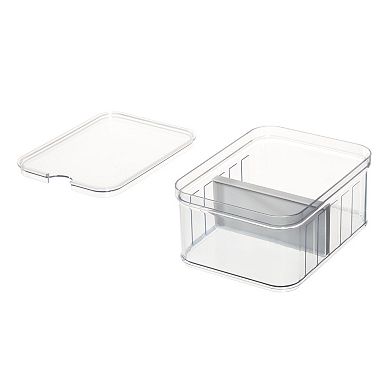 iDesign Small Fridge Organizer Bin with Removable Divider & Lid