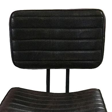 Mia 18 Inch Side Chair, Set of 2, Dyed Espresso Leather, Vertical Tufting