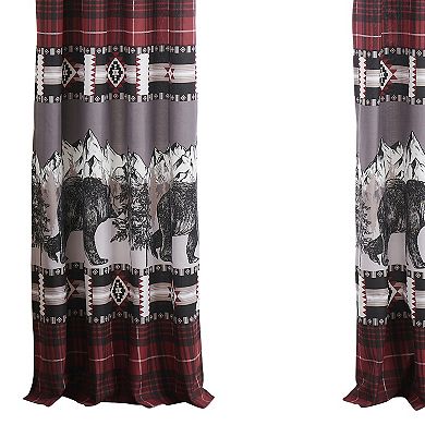 Sofia 84 Inch Bear Panel Curtains, Poly Microfiber, Red and Black Plaid