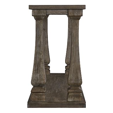 Rectangular Wooden Sofa Table with Square Baluster Legs, Gray