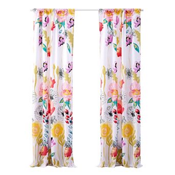 Minsk 84 Inch Window Panel Curtains, Bright Flower Patterns, Vibrant Colors