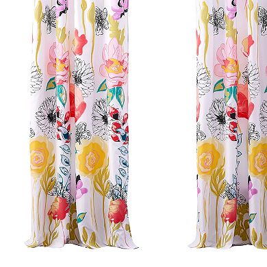Minsk 84 Inch Window Panel Curtains, Bright Flower Patterns, Vibrant Colors